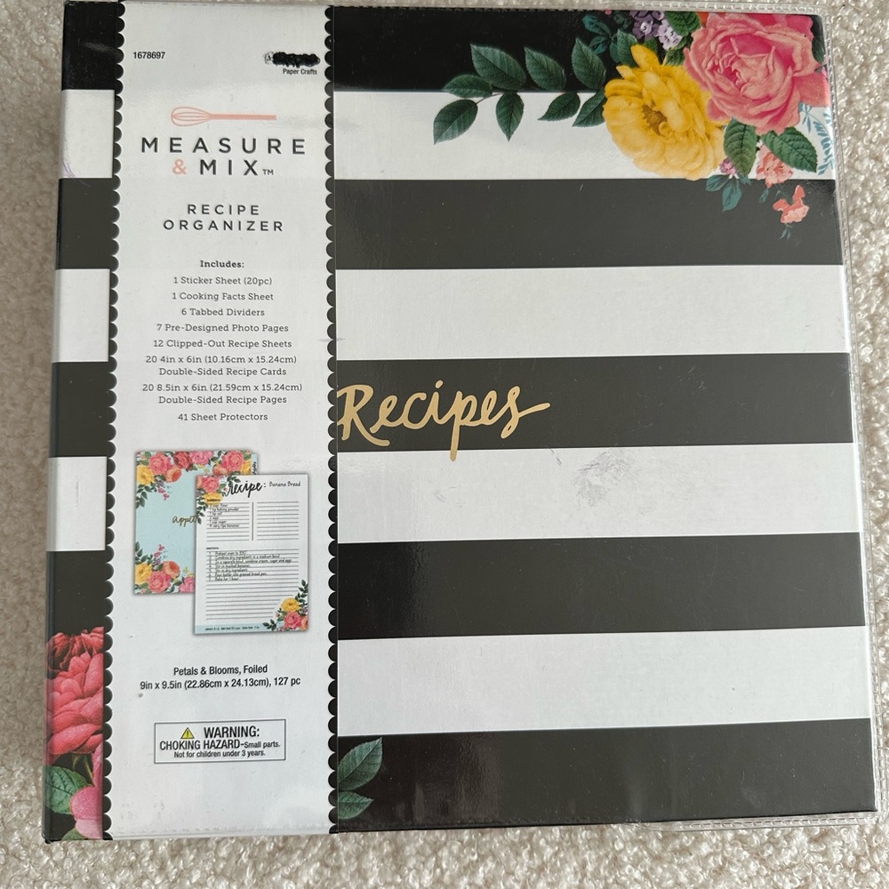 Black and White Striped Recipe Organizer - Recipes